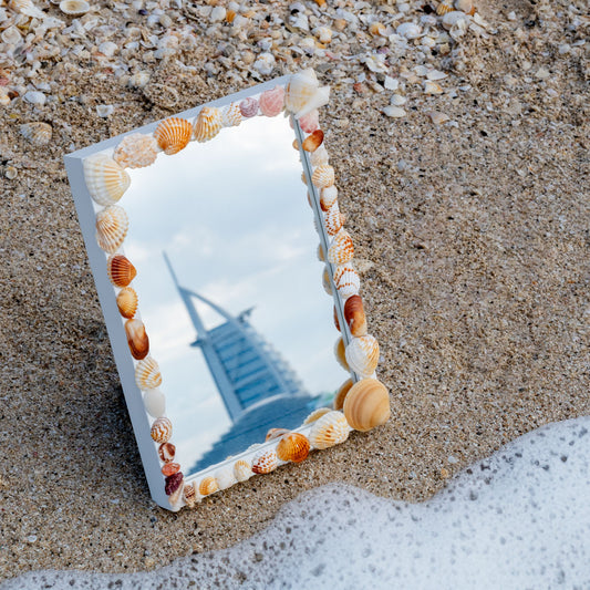 Seastory.co Seashell handmade mirror and home decor products, candle holders and seashell art 